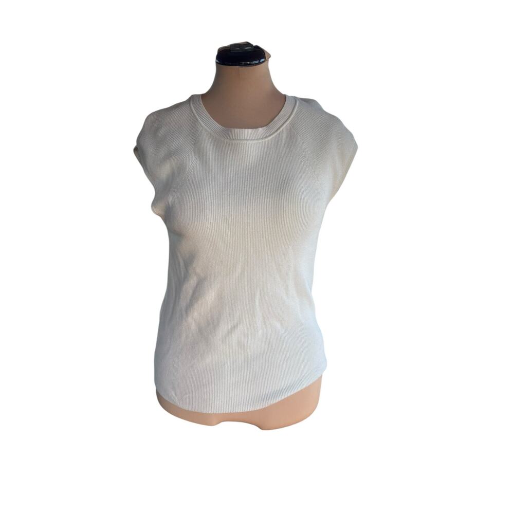 Banana Republic Sweater Vest Top Sz L - White, Office Siren, Minimalist, Preppy